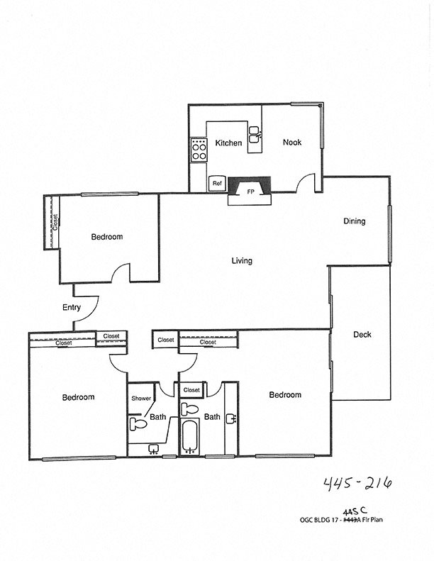 3 Bedroom Floor Plan_Orange Grove Circle 3 bedroom floor plan at Orange Grove Circle in Pasadena, CA 91105